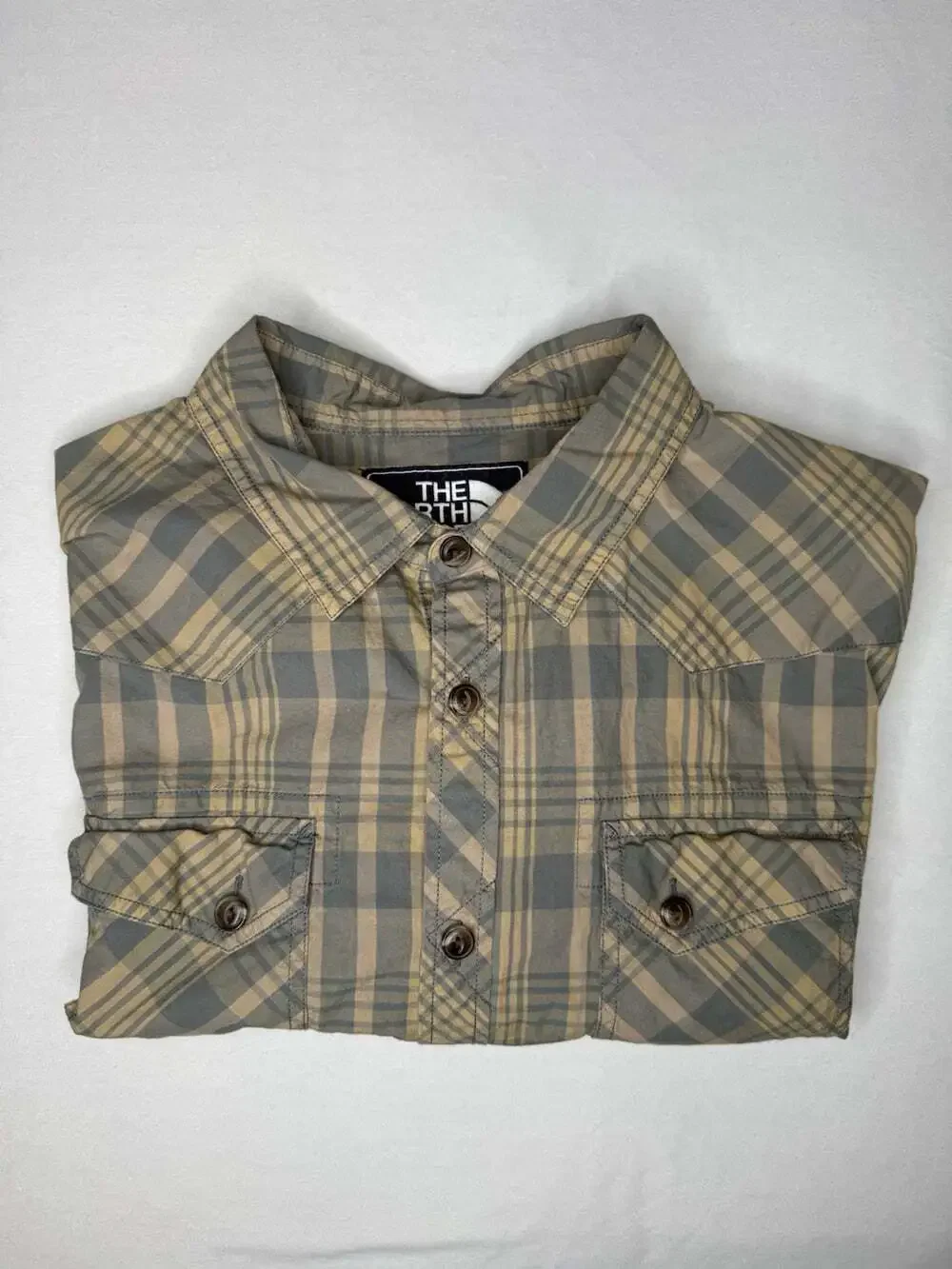 The North Face Green Shirt Button Down Short Sleeves Cotton Size XL